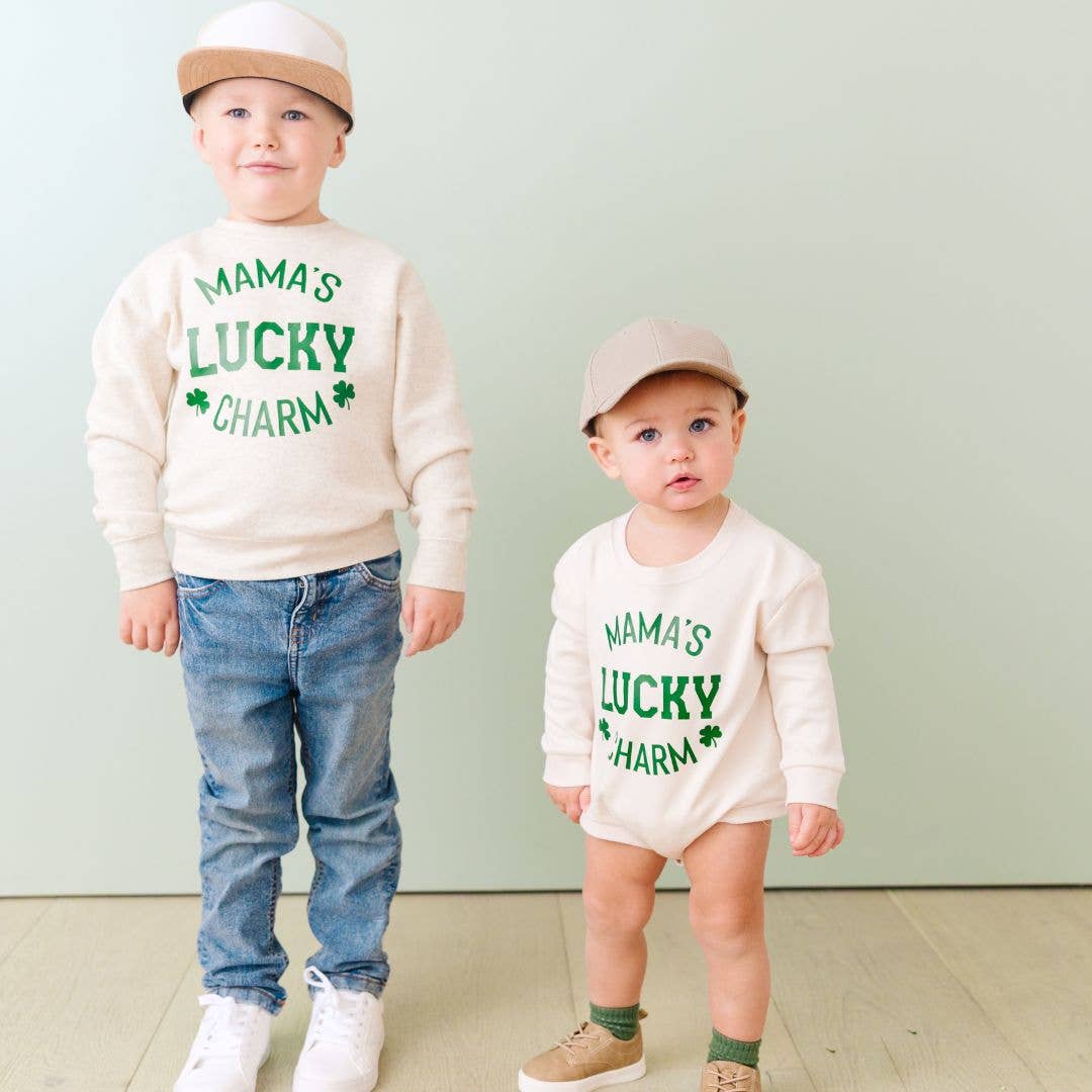 Mama's Lucky Charm St. Patrick's Day Long Sleeve Romper