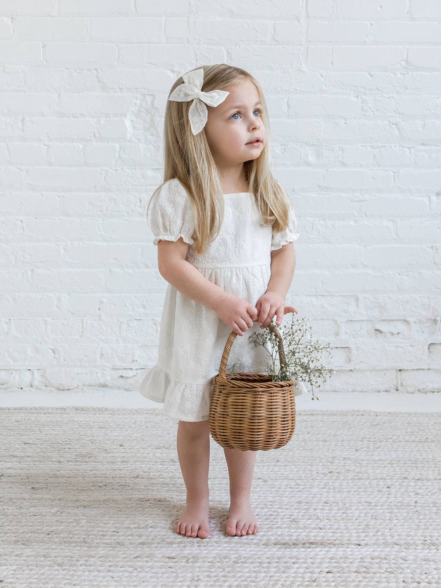 Organic Baby Briar Eyelet Puff Sleeve Dress - Coconut