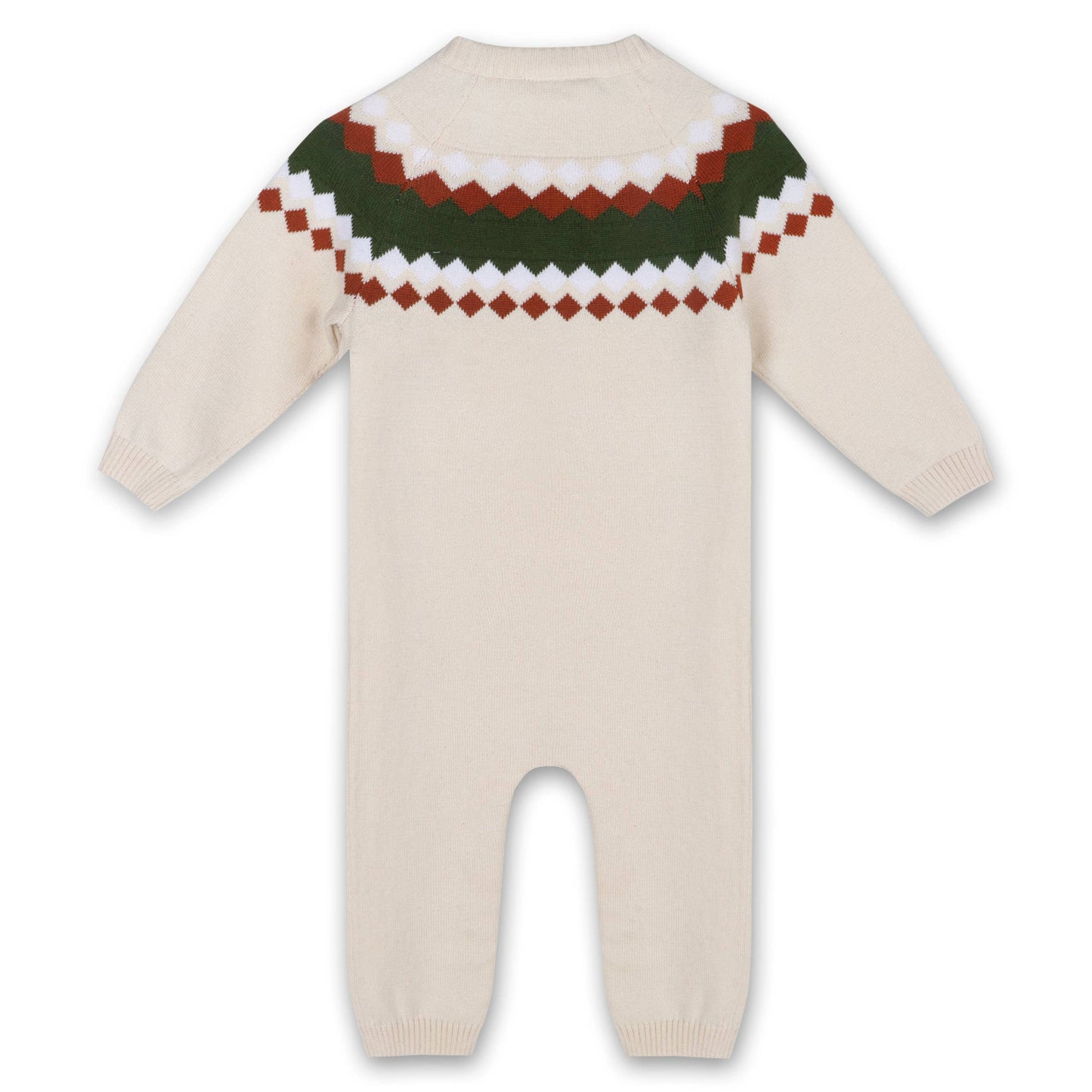 Fair Isle Jacquard Sweater Knit Baby Jumpsuit