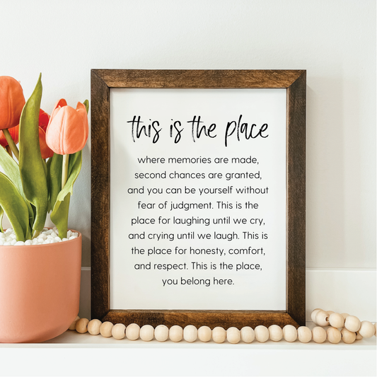 This Is The Place Framed Wood Sign