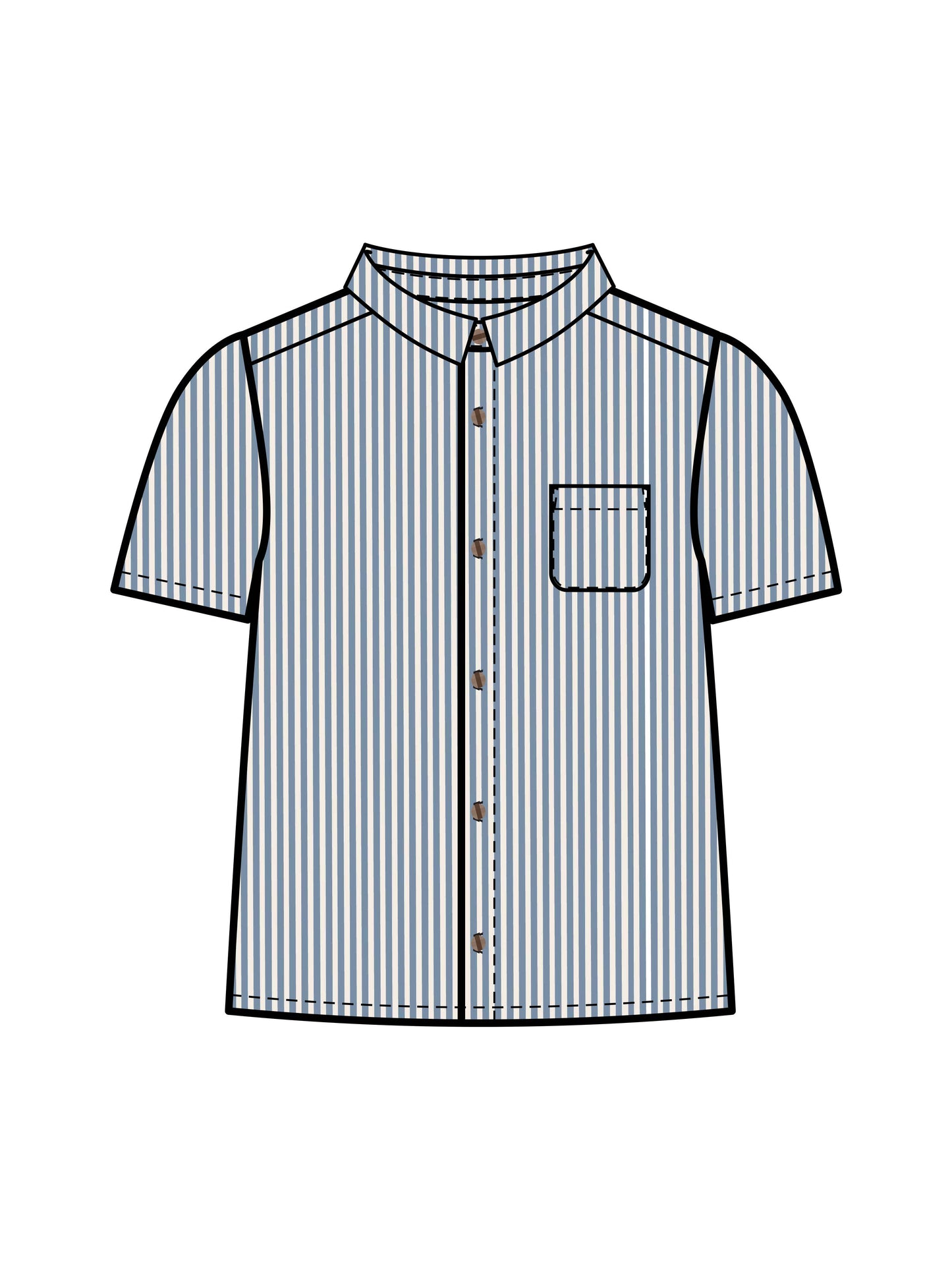 Organic Landon Seersucker Button Down - Shore Stripe / Mist