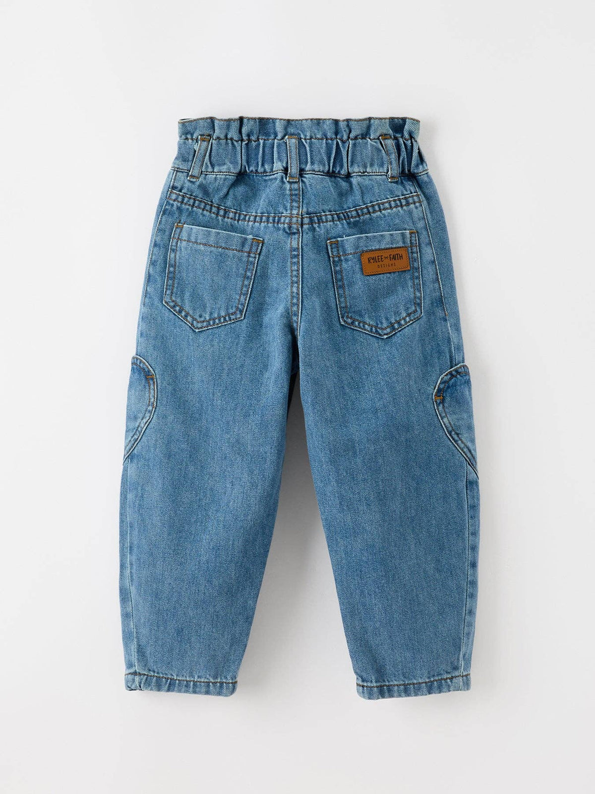 Heart Knee Barrel Jeans with Paperbag Waist