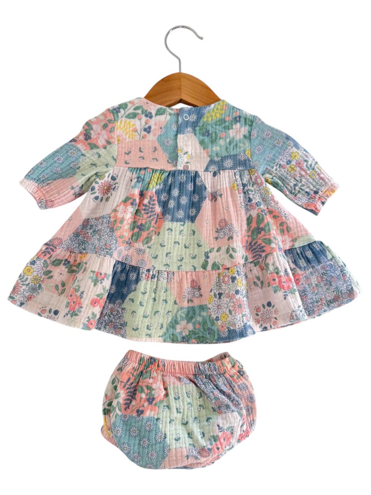 Patchwork Smocked Ruffle Tiered Dress & Bloomer