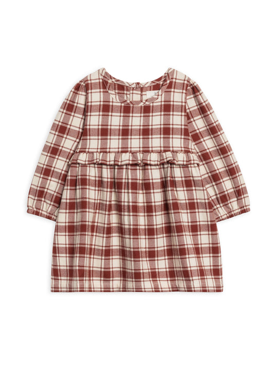 Colored Organics - Sydney Flannel Ruffle Dress - Garnet Plaid