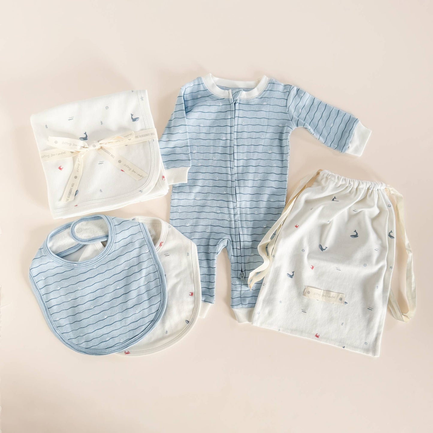 Knit Swaddle Blanket Nautical Ocean Baby Shower Gift Layette