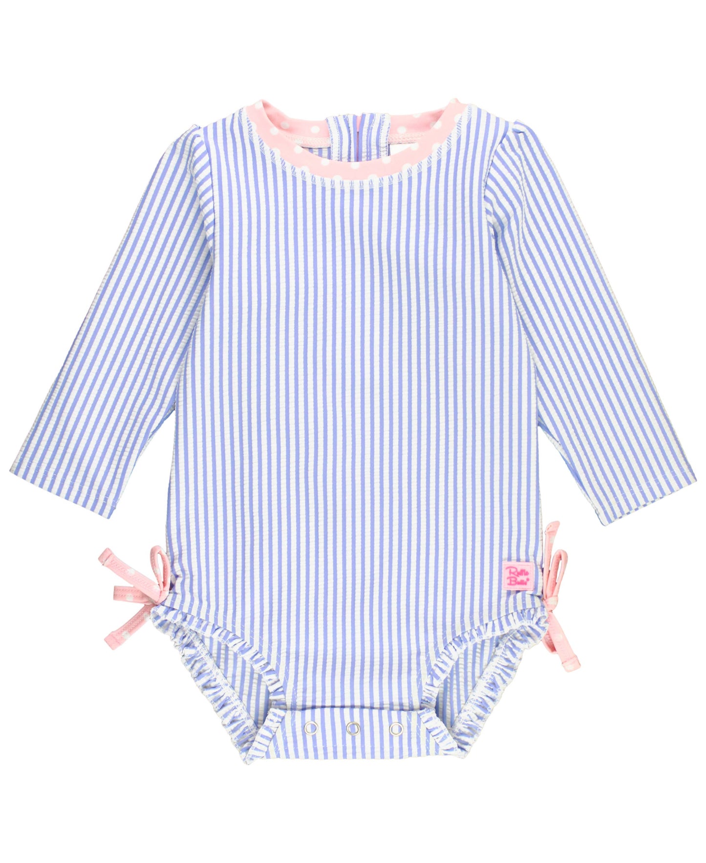 Baby Girls Periwinkle Blue Seersucker One Piece Rash Guard