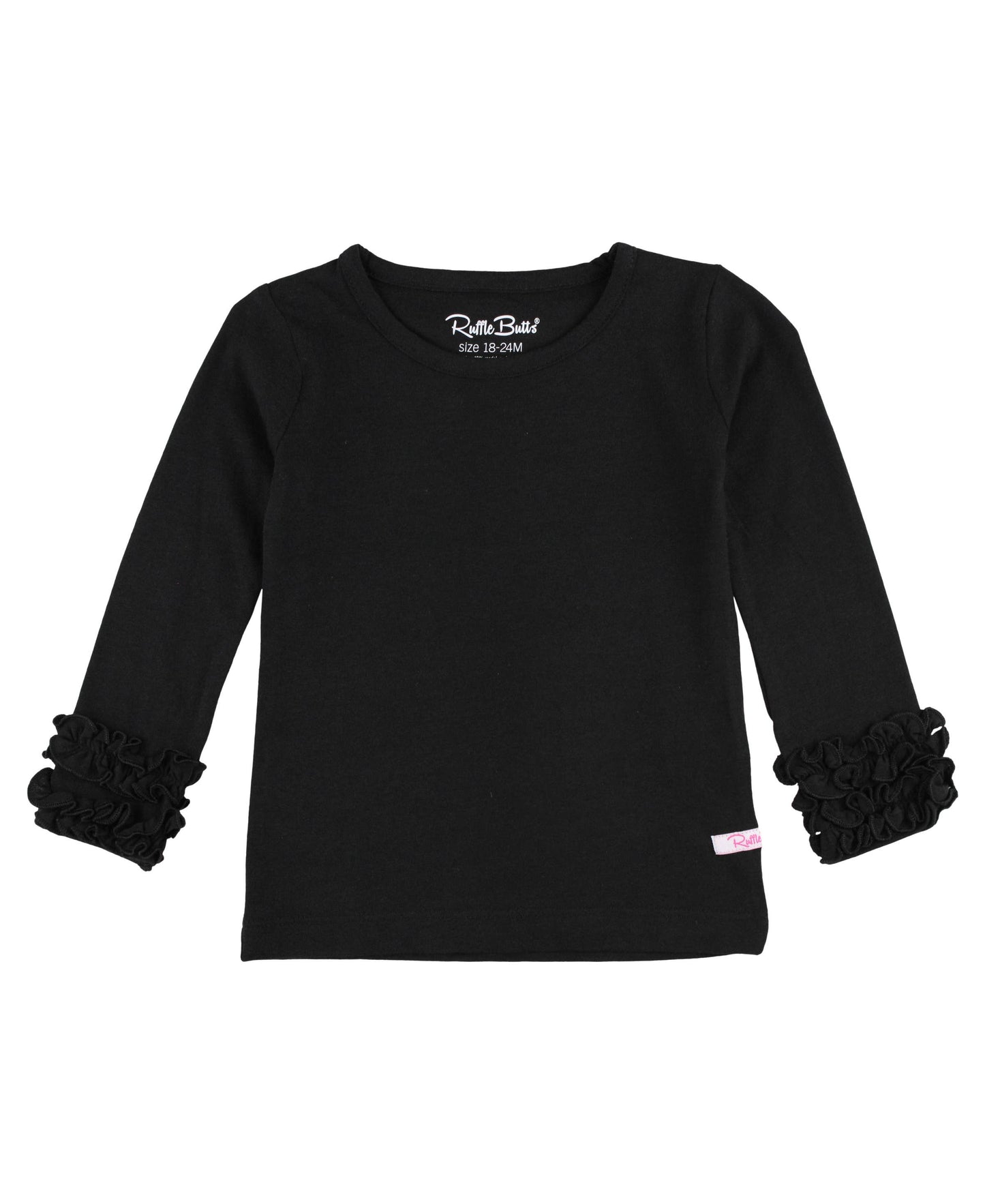 Girls Black Ruffled Long Sleeve Layering Tee