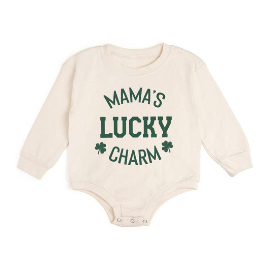 Mama's Lucky Charm St. Patrick's Day Long Sleeve Romper