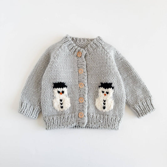 Snowman Cardigan Winter Knit Sweater