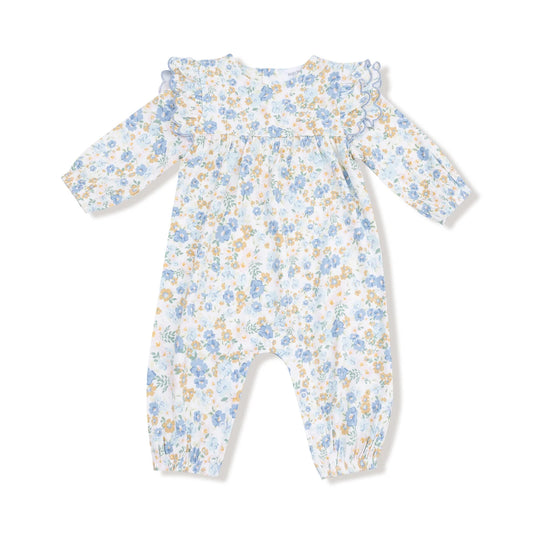 Sweet Rose Calico - L/s Petal Ruffle Romper