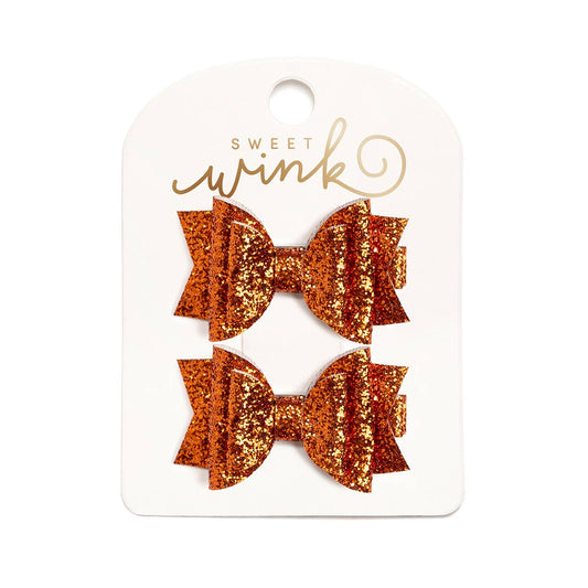 Spice Glitter Bow Clip Set