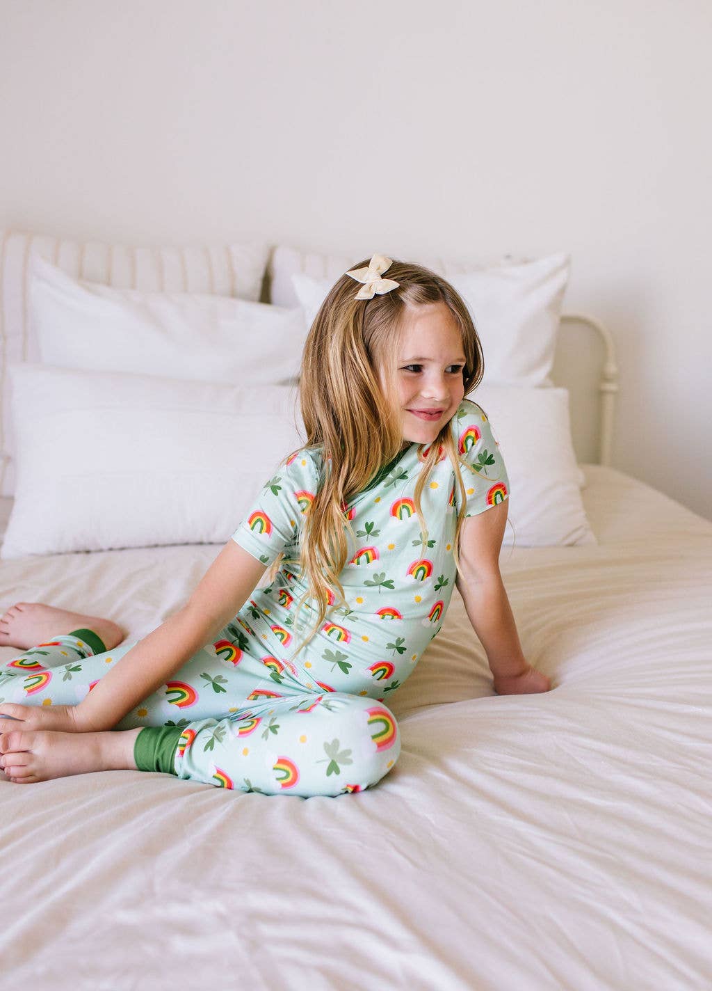 2 piece Short Sleeve Bamboo Pajama in Pure Luck | St Patrick