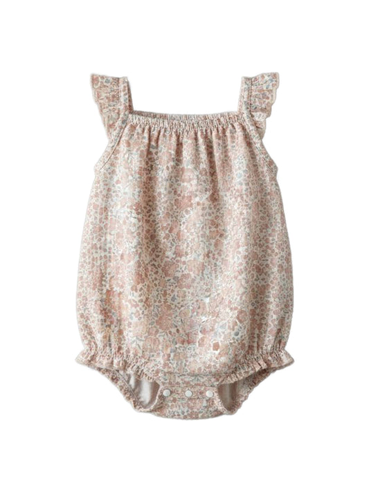 Colored Organics - Sandra Muslin Tank Bubble Romper - Belmont Floral / Shell + Powder