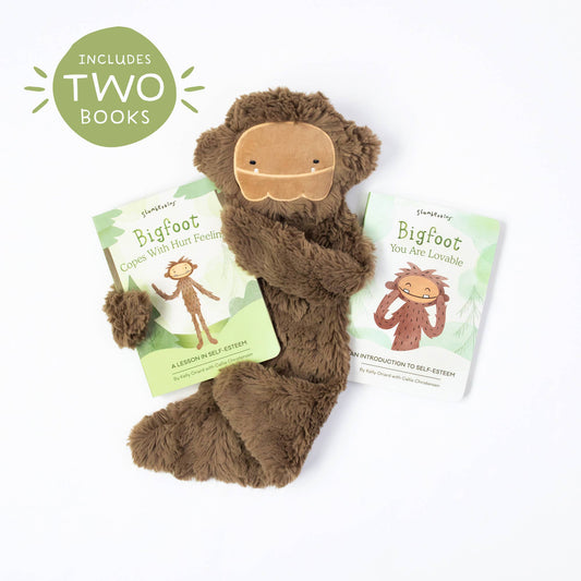 Slumberkins Inc. - Bigfoot's Self Esteem Plush Snuggler Set - with 2 books!