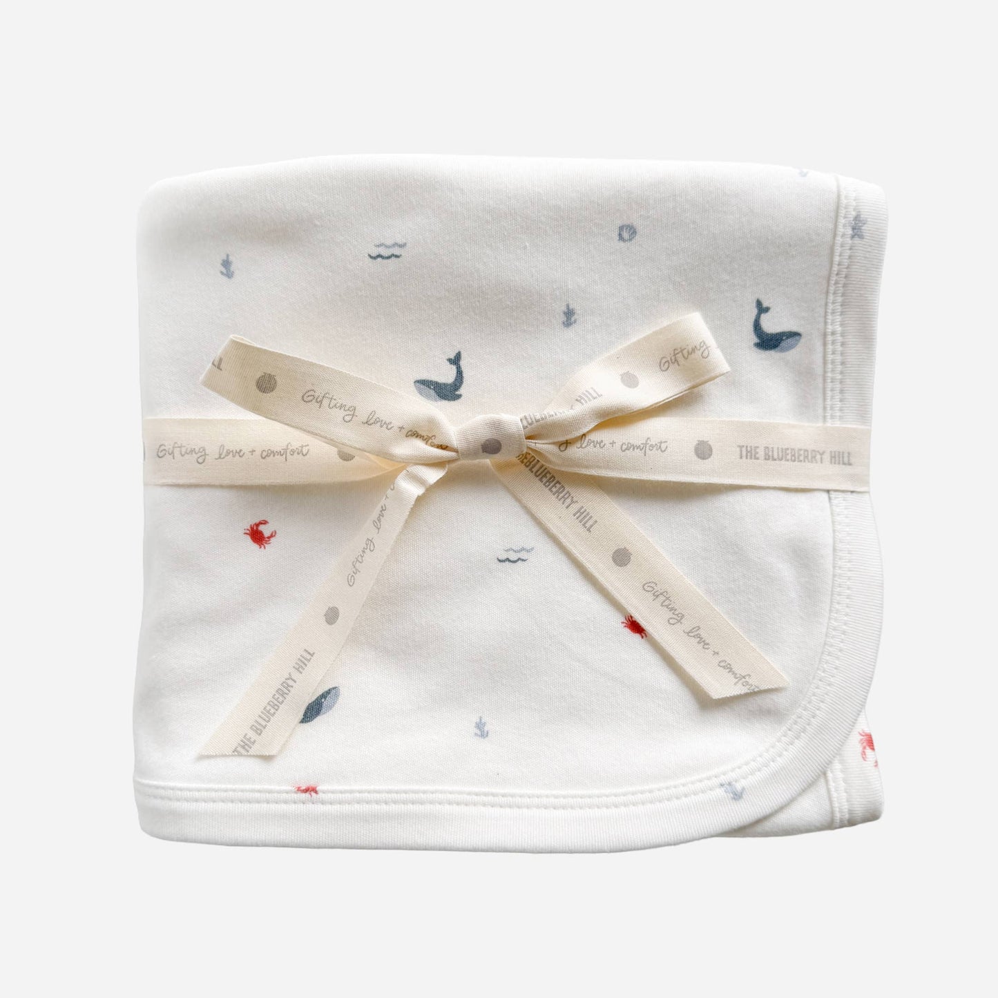 Knit Swaddle Blanket Nautical Ocean Baby Shower Gift Layette