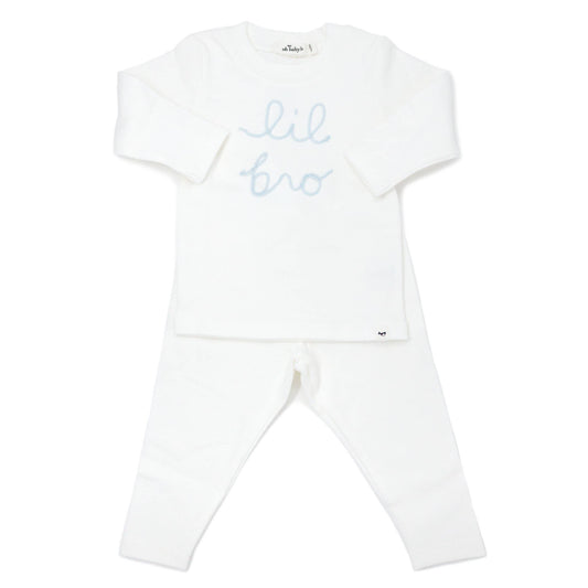 "lil bro" Sky Blue Embroidered 2PC Set