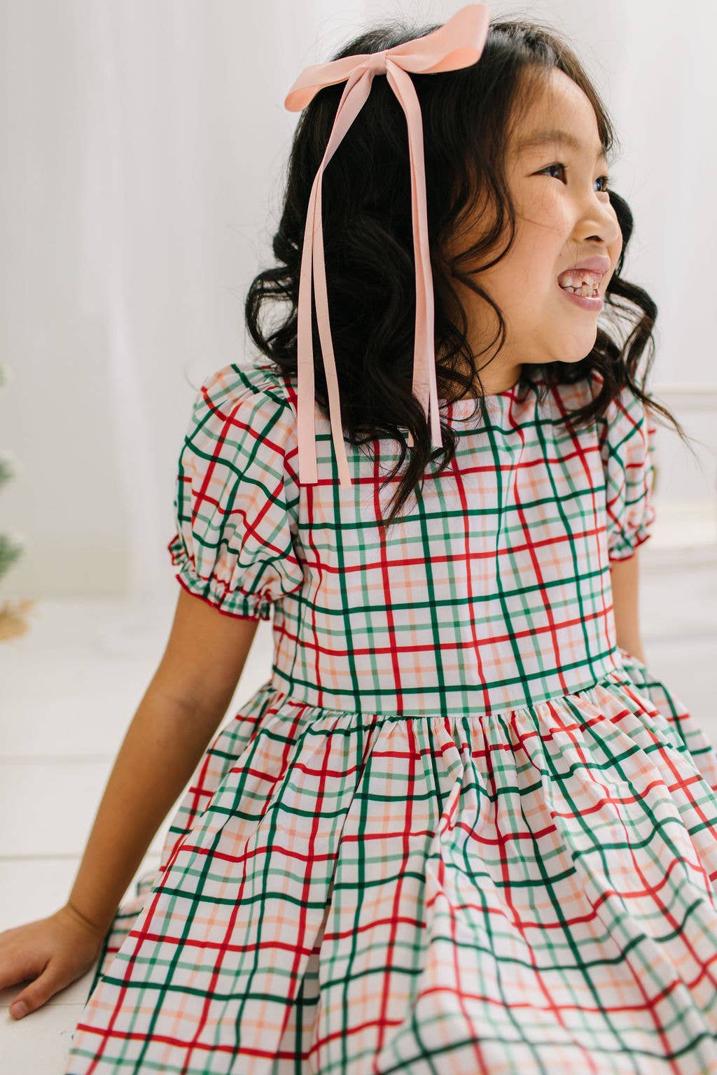 Aura Poplin Dress in Holiday Plaid | Girls Dress