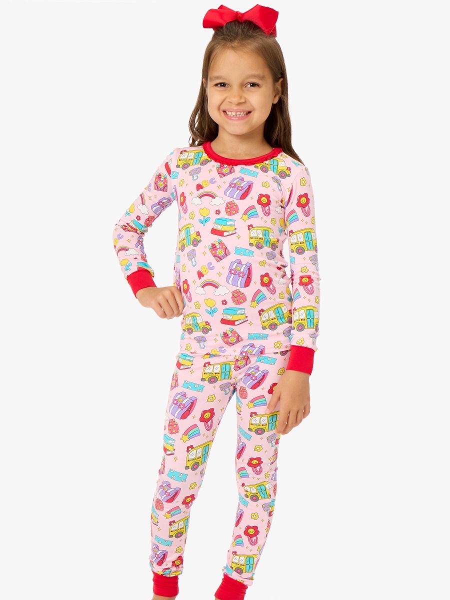 Classroom Cutie Ruffle Long Sleeve Pajama SoftSnooze™ Set