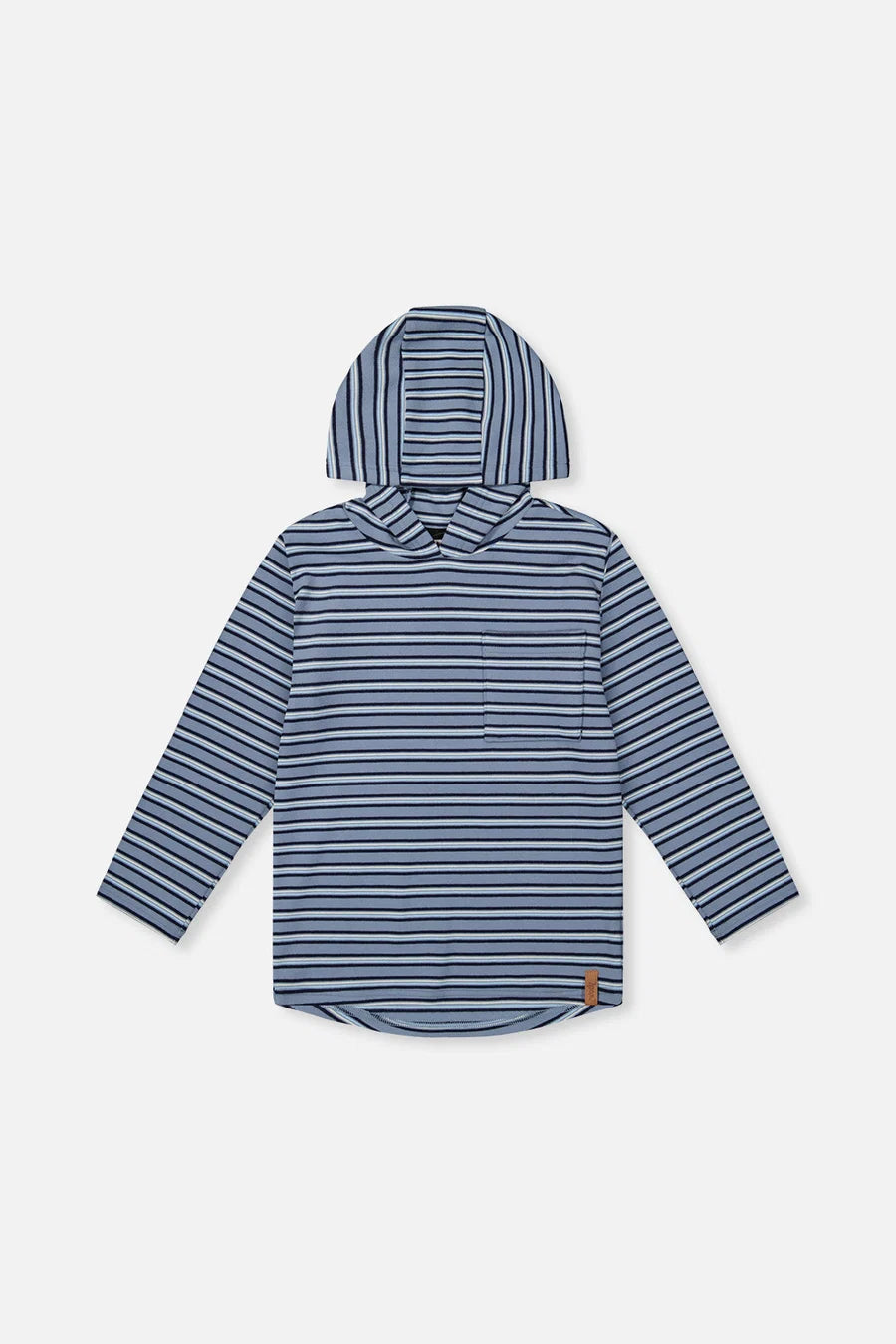 Striped Brushed Jersey Hooded T-Shirt Blue And White