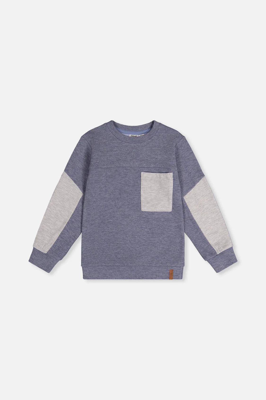 Colorblock Brushed Jersey Top With Chest Pocket Blue-Grey