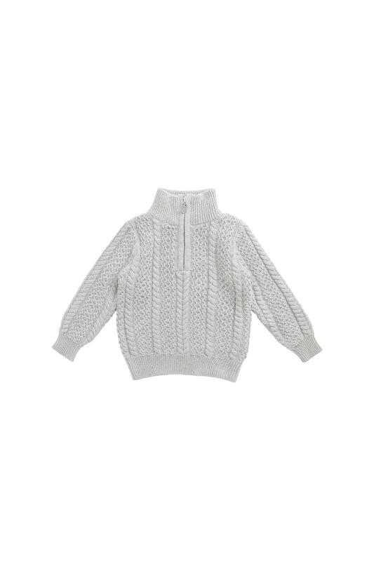 Clyde Half Zip Jumper - Light Grey Marle