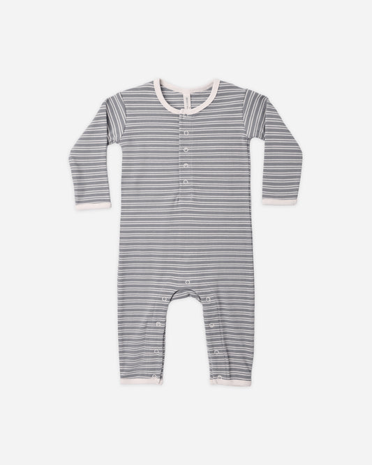 Ribbed Baby Jumpsuit Slate Microstripe