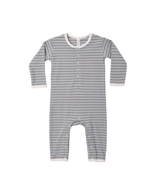 Ribbed Baby Jumpsuit Slate Microstripe