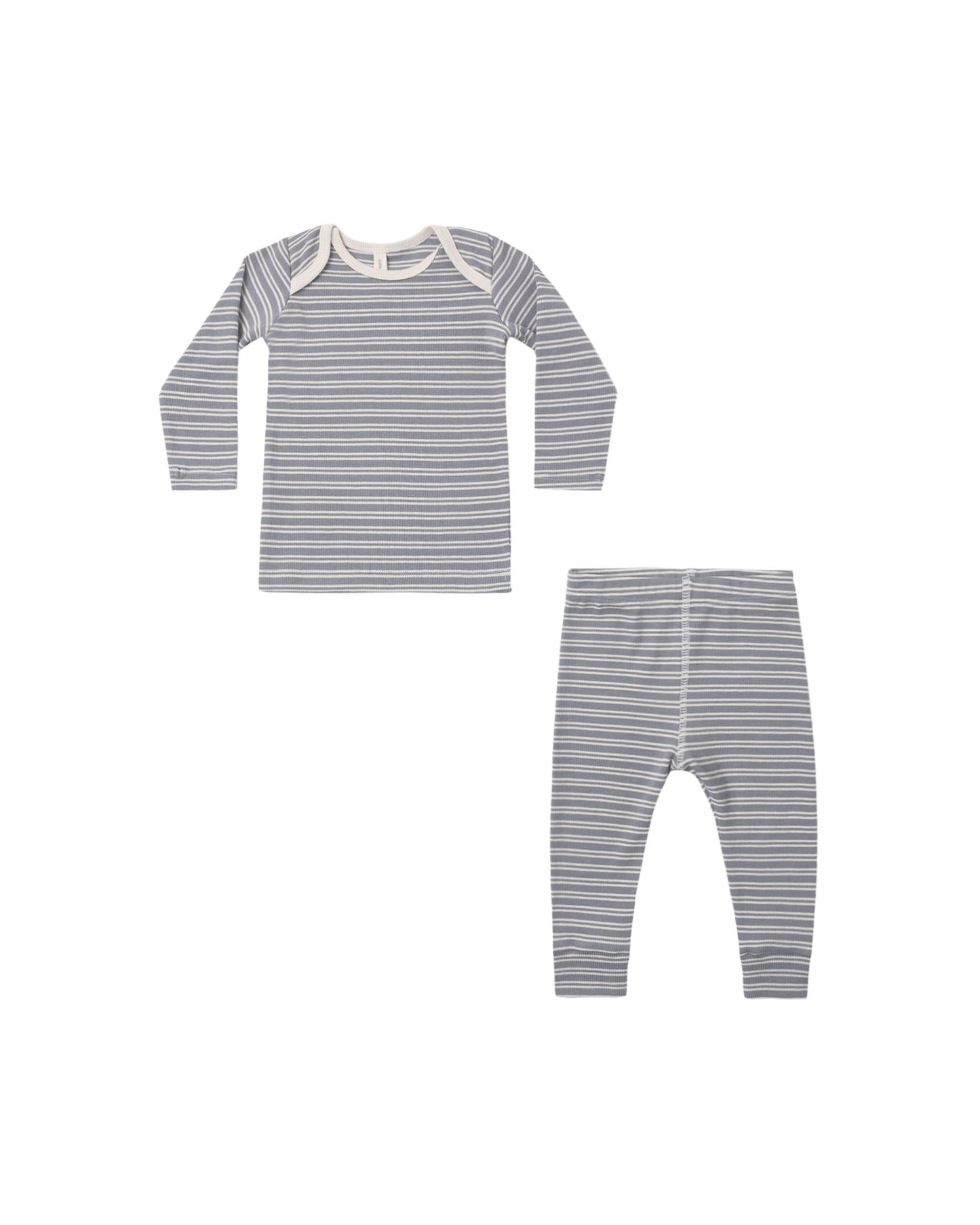 Ribbed Tee + Legging Set Slate Microstripe
