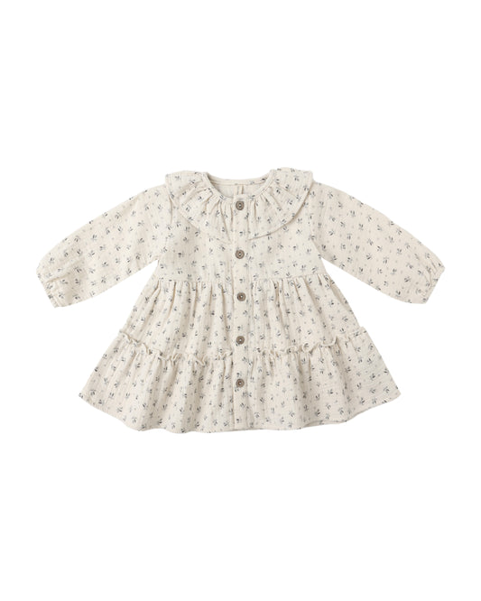 RUFFLE COLLAR BUTTON DRESS || BLUEBELL