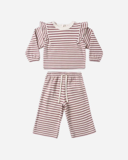 Ruffle Cozy Set Mulberry Stripe