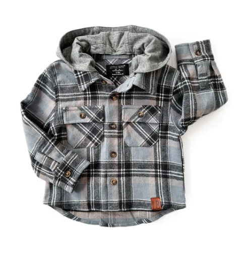 Sky Hooded Flannel