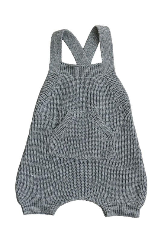 Grey Pocket Knit Overalls