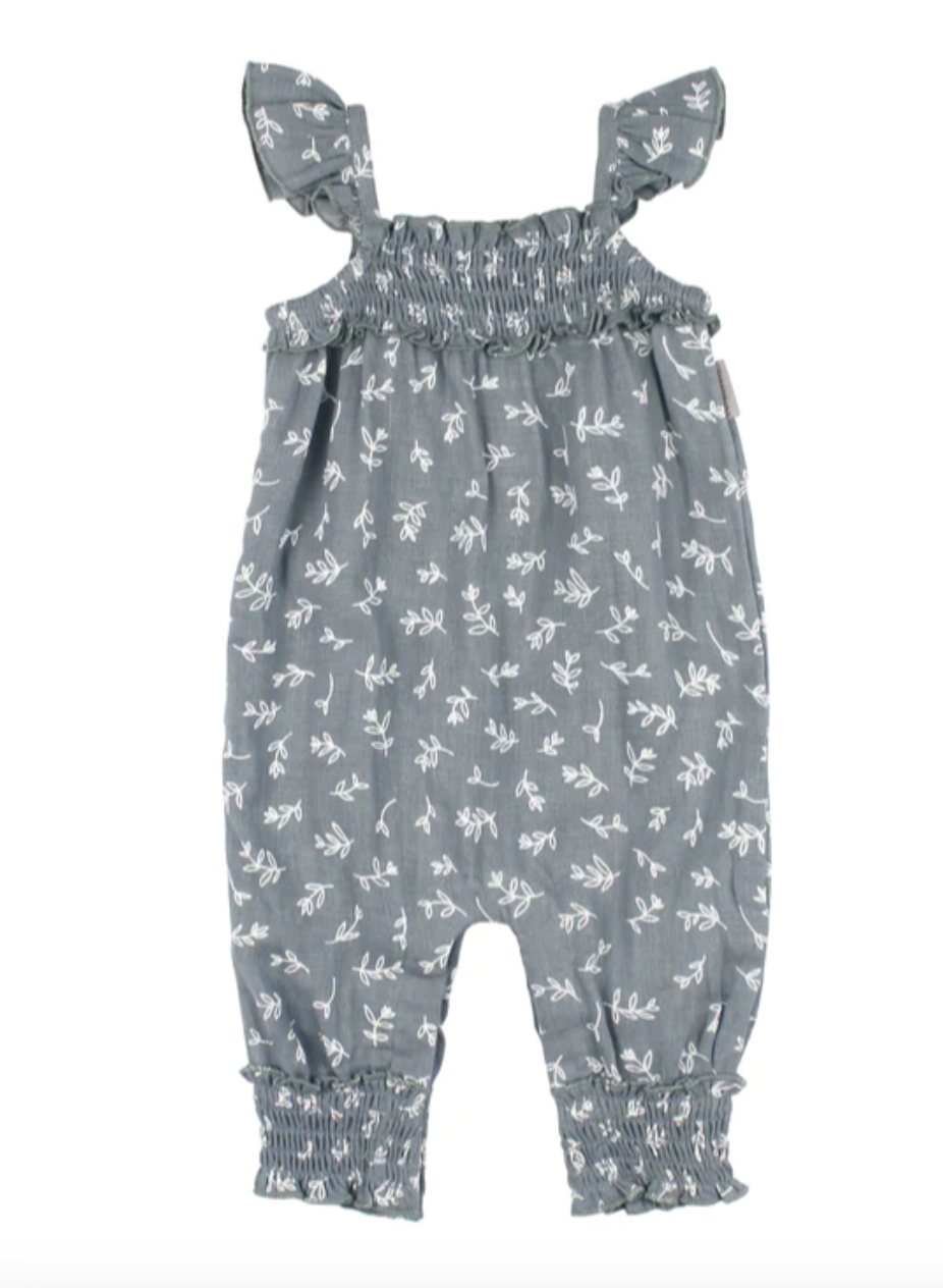 Kids' Organic Muslin Sleeveless Romper in Desert Rose Leaves