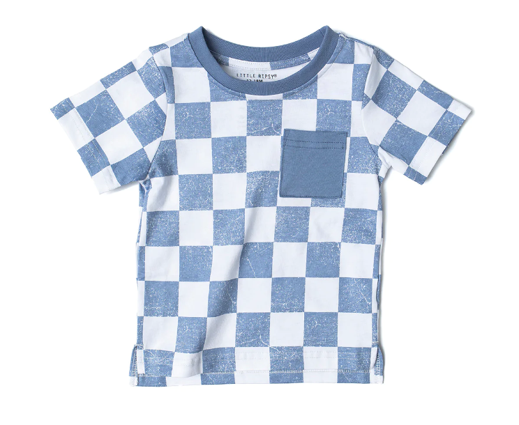 Checkered Tee - Sky Blue