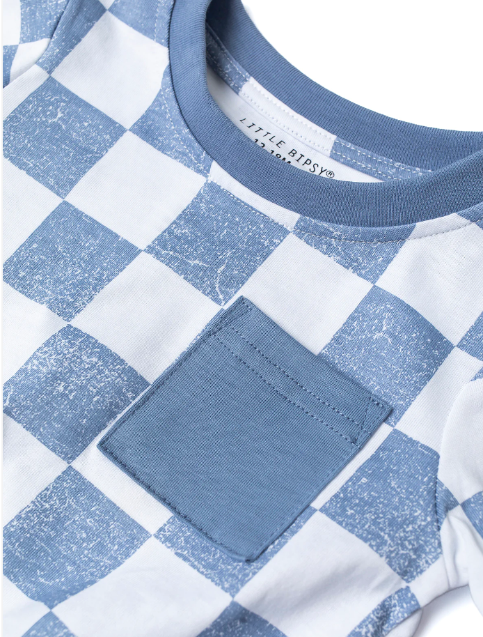 Checkered Tee - Sky Blue