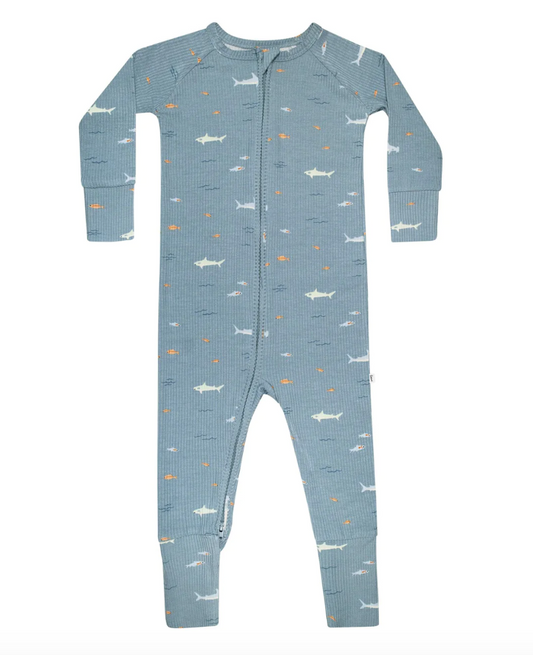 Sharks Small Ribbed Zip Romper