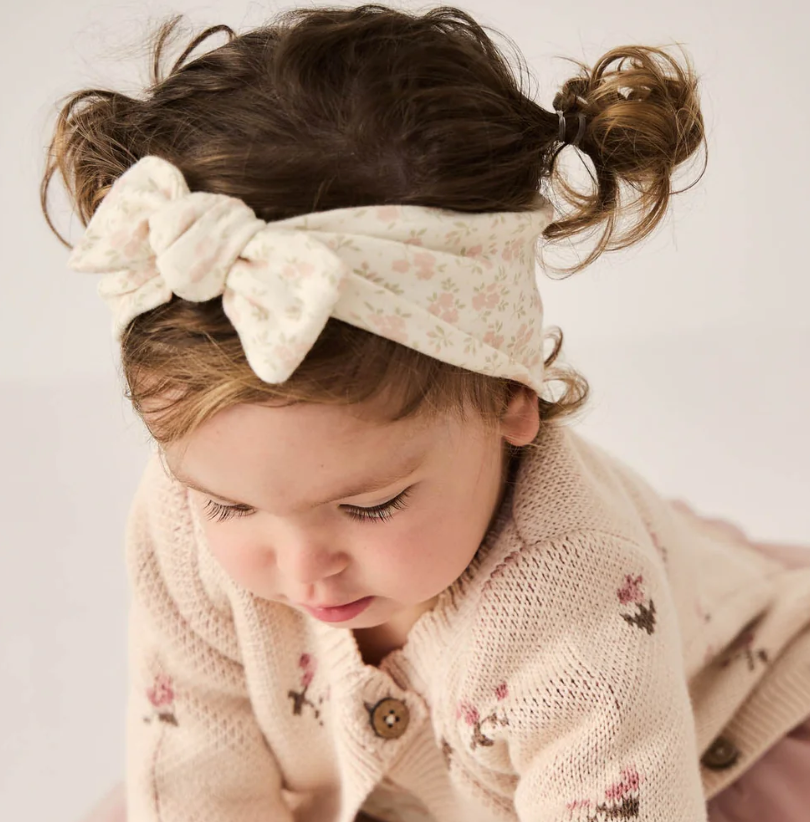 Rosalie Floral Mauve Organic Cotton Headband