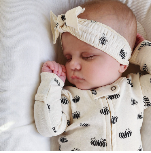 Organic Smocked Headband in Enchanted Pumpkins