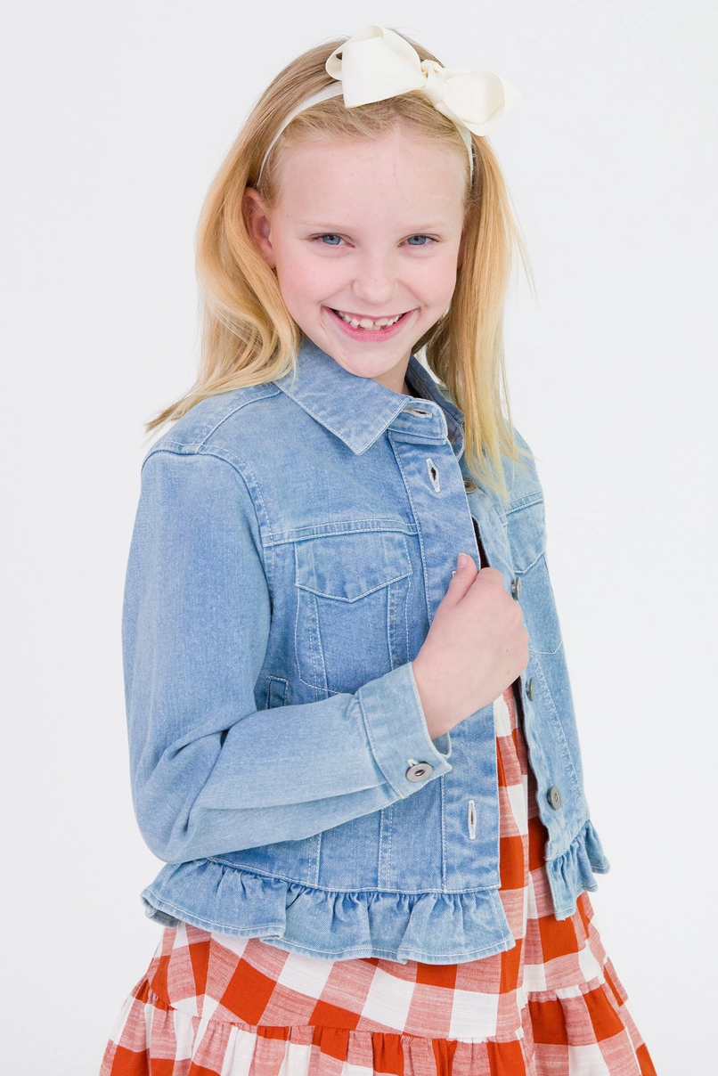 Girls Light Wash Denim Jacket