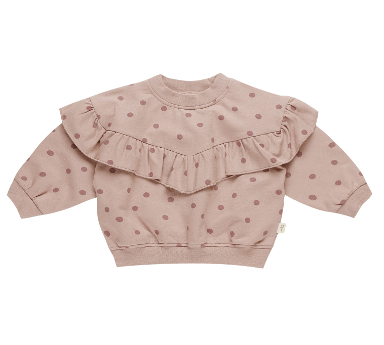 Polka Dots Ruffle Fleece Sweatshirt