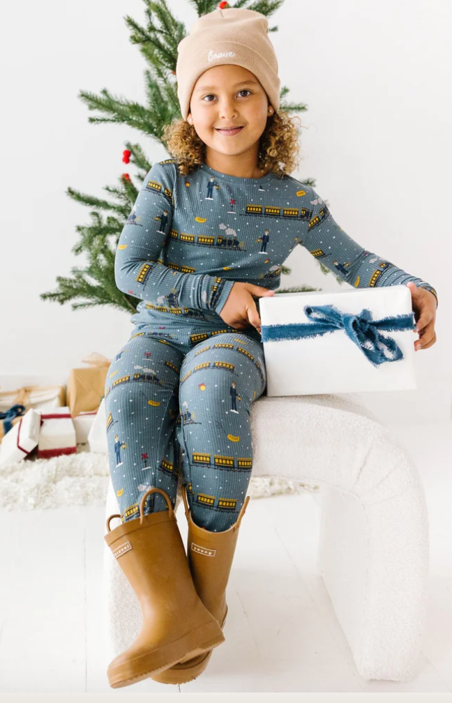 Polar Express Trains Small Ribbed Two-Piece Set