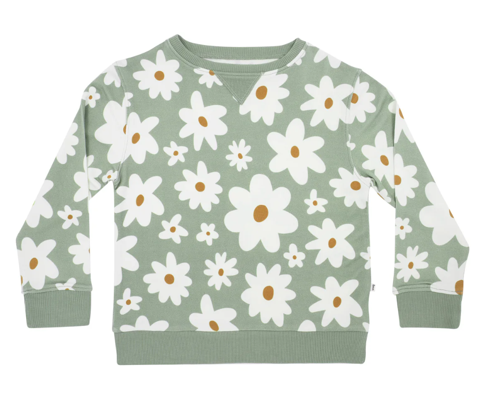 Floral Pale Sage Bamboo French Terry Pullover