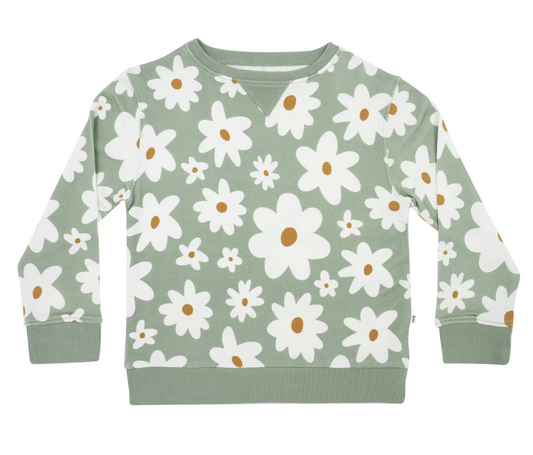 Floral Pale Sage Bamboo French Terry Pullover