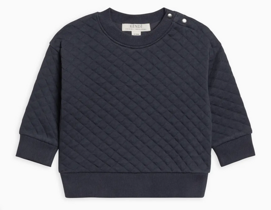 Sutton Quilted Jacquard Pullover - Navy