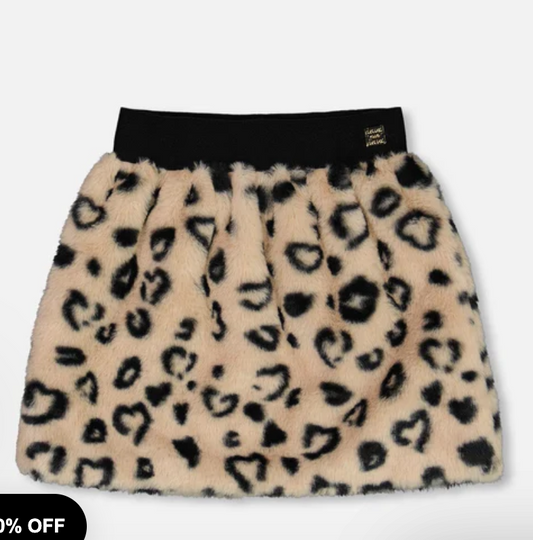 Printed Faux Fur Skirt