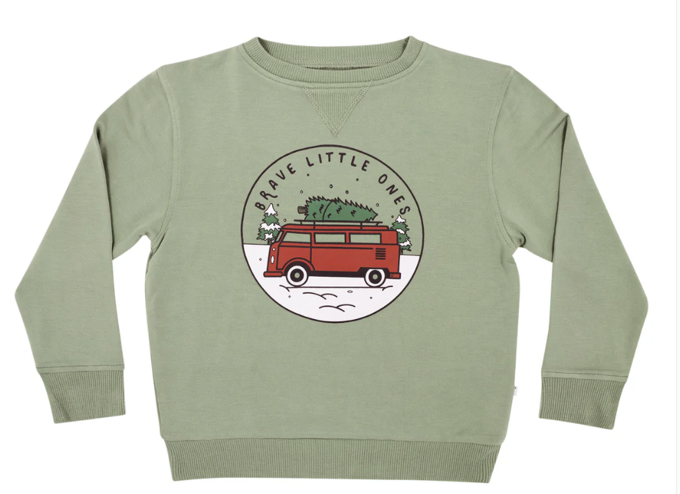 VW Bus Pale Sage Bamboo French Terry Pullover