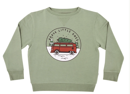 VW Bus Pale Sage Bamboo French Terry Pullover