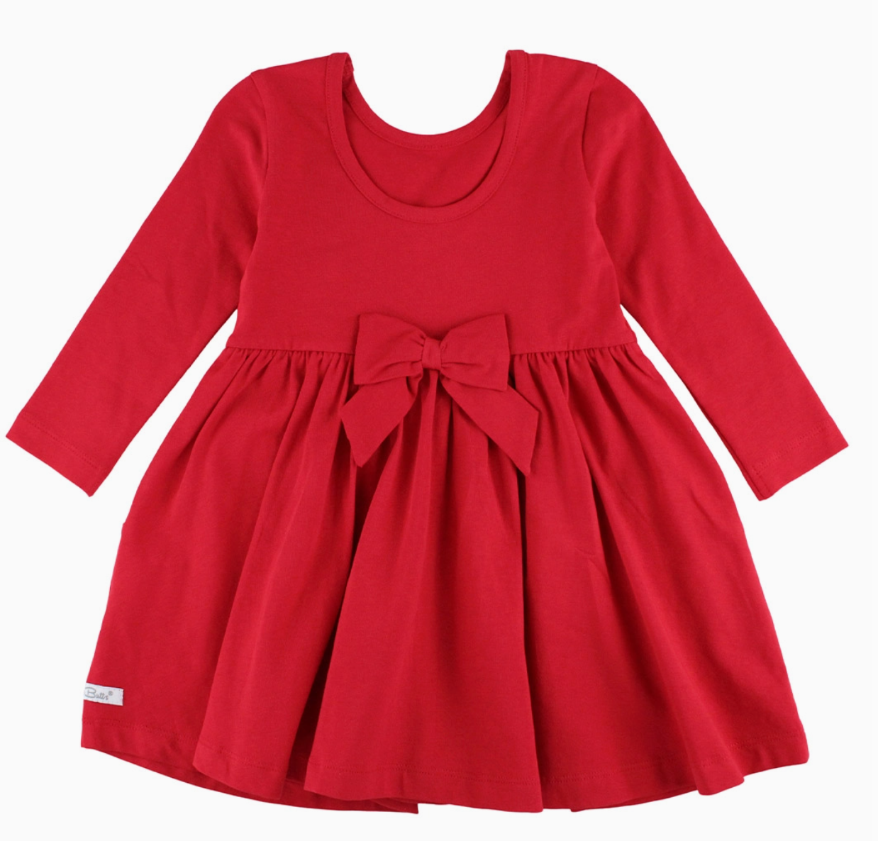 Girls Red Knit Long Sleeve Twirl Dress