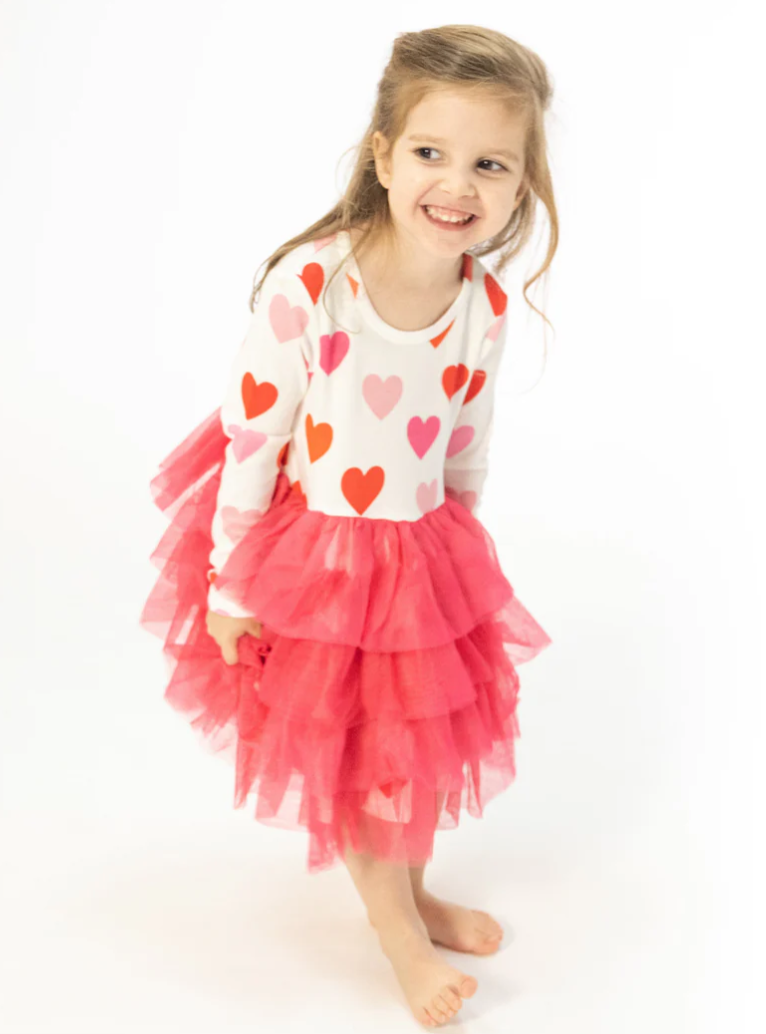 Layered Big Hearts Tulle Dress