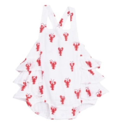 Lobster Muslin Ruffle Sunsuit